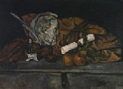Paul Cezanne Cezanne's Accessories still life with philippe solari's Medallion oil on canvas